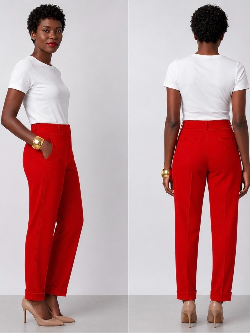 Zara Red Pleated Tapered Dress Pants Size XL